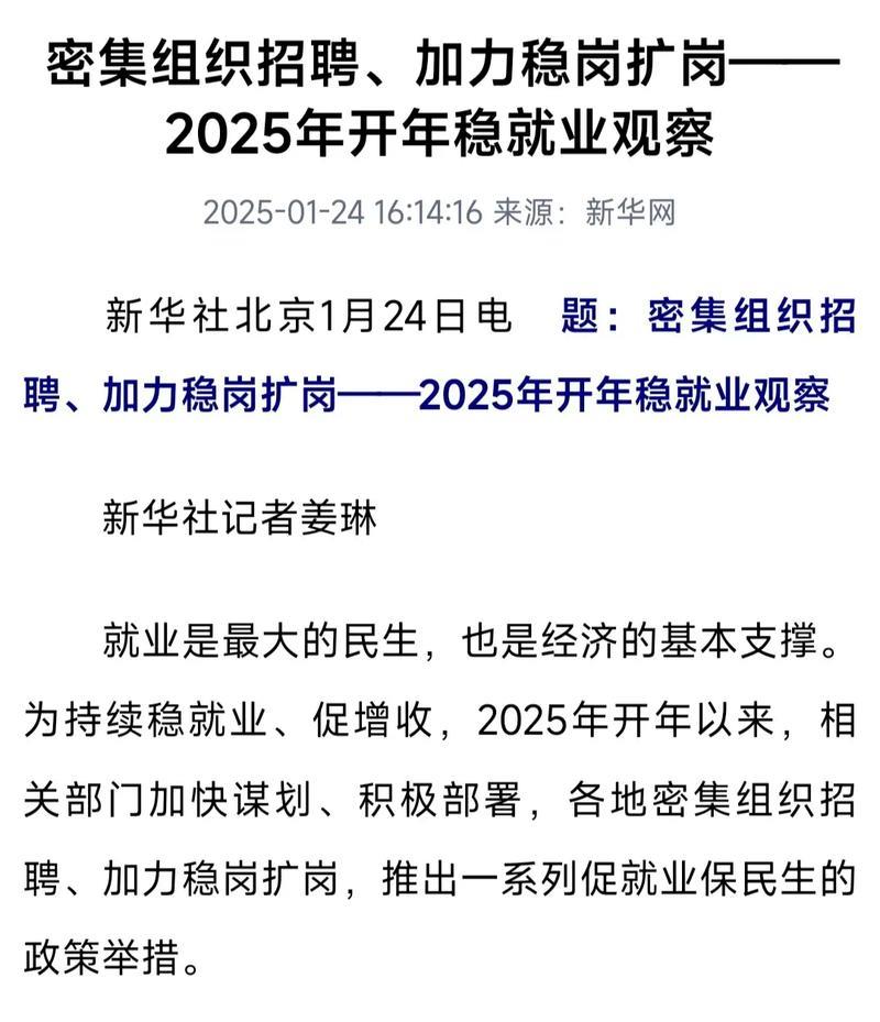 密集组织招聘、加力稳岗扩岗——2025年开年稳就业观察